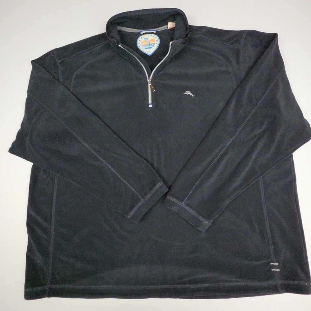 Tommy Bahama Paradise Tech Quarter Zip Fleece Pullover Mens XXL Black Spandex